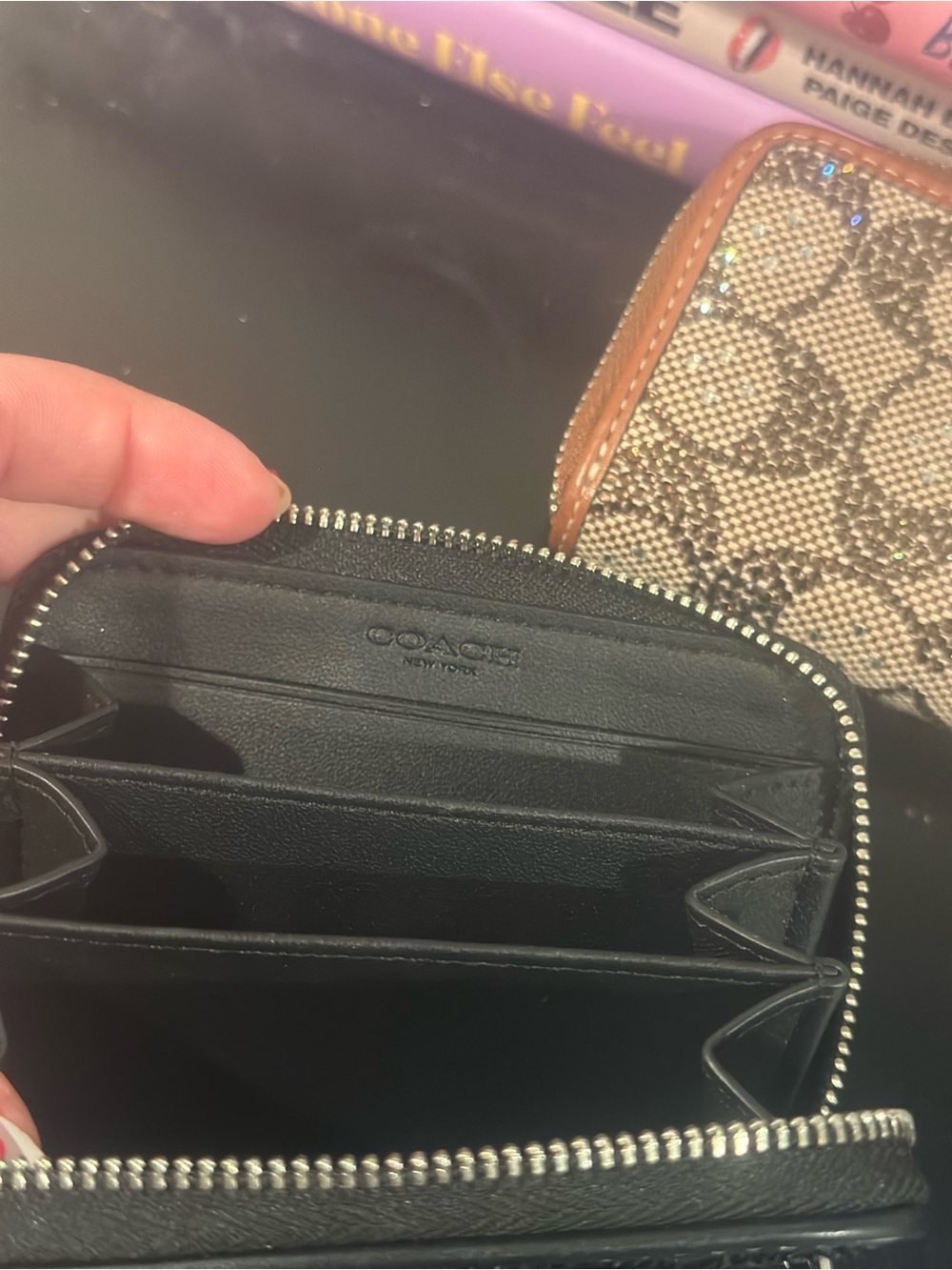 Coach Crystal Jacquard Zip-Around Card Wallet Black - Picture 3 of 4